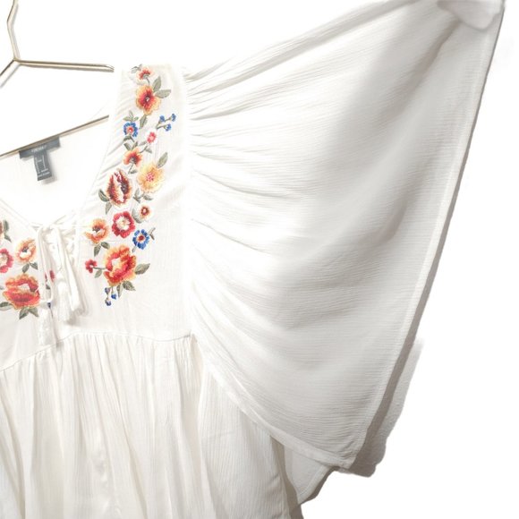 Forever 21 Floral Embroidered Peasant Top - Size Small - Picture 11 of 16